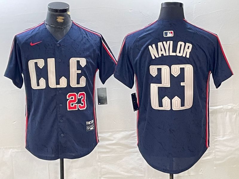 Men Cleveland Indians #23 Naylor Blue City Edition Nike 2024 MLB Jersey style 3->cleveland indians->MLB Jersey